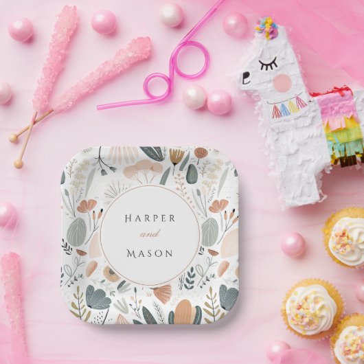 Middeneeuwse geïnspireerde botanische bruiloft papieren bordje (Feest)