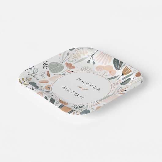 Middeneeuwse geïnspireerde botanische bruiloft papieren bordje (Gebogen)