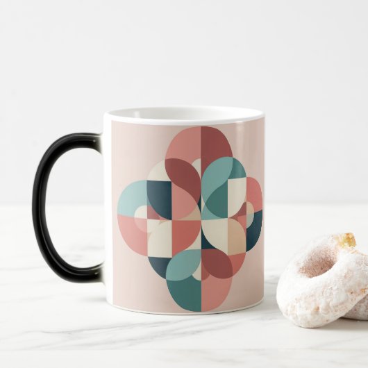 Middeneeuwse moderne cirkels ontwerp Morphing mok (Met donut)