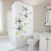 Middeneeuwse moderne Eames Atomic Starbursts Diamo Douchegordijn (In situ)