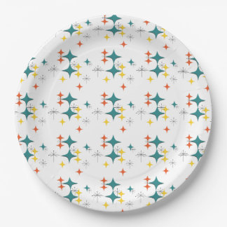Middeneeuwse moderne Eames Atomic Turquoise Diamon Papieren Bordje