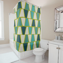 Middeneeuwse moderne groene Turquoise Geometric Pr Douchegordijn
