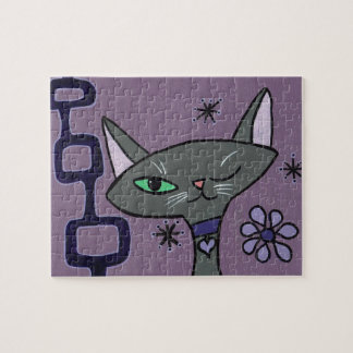 Middeneeuwse moderne kat Puzzle Legpuzzel