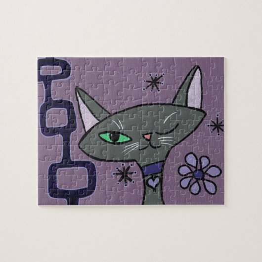 Middeneeuwse moderne kat Puzzle Legpuzzel (Horizontaal)