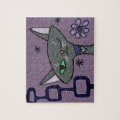 Middeneeuwse moderne kat Puzzle Legpuzzel (Verticaal)