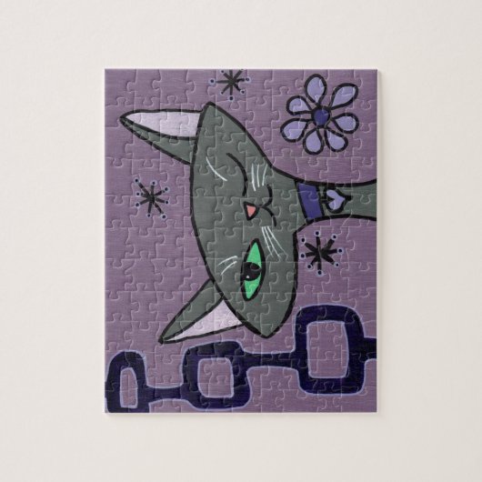 Middeneeuwse moderne kat Puzzle Legpuzzel (Verticaal)