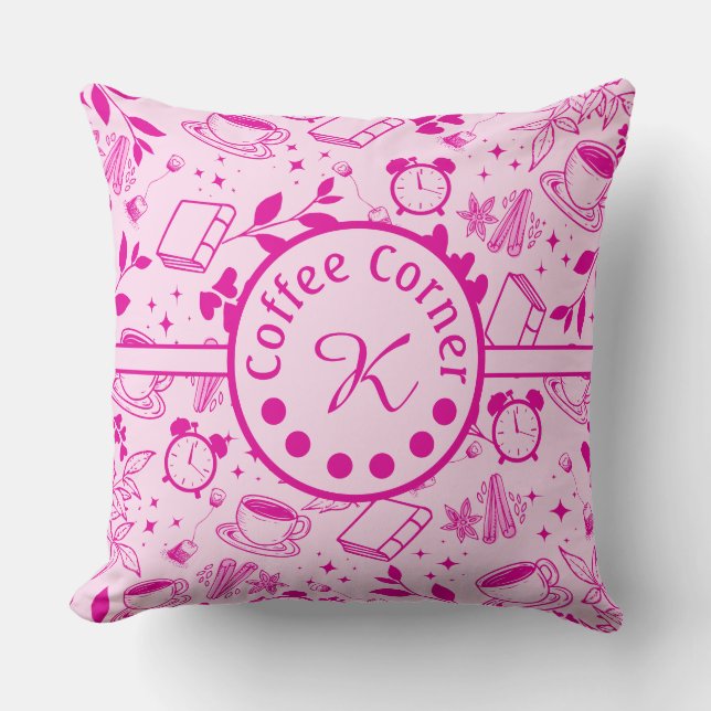 Middeneeuwse moderne koffie liefhebber boekenworm  kussen (Voorkant)