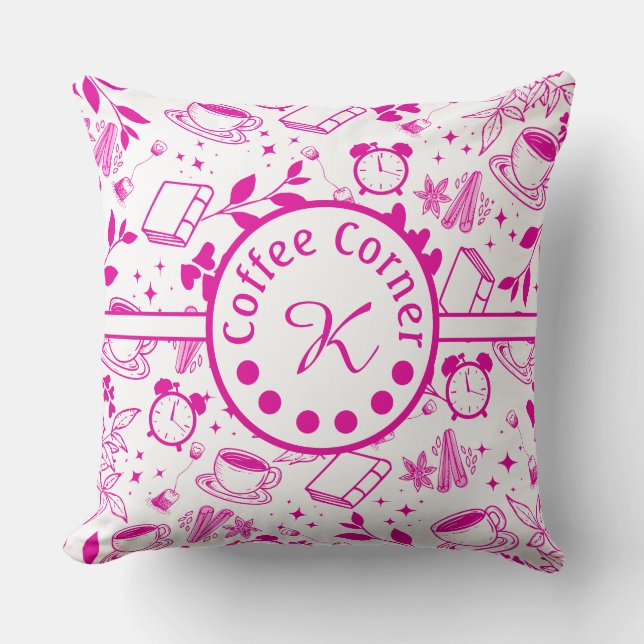 Middeneeuwse moderne koffie liefhebber boekenworm  kussen (Voorkant)