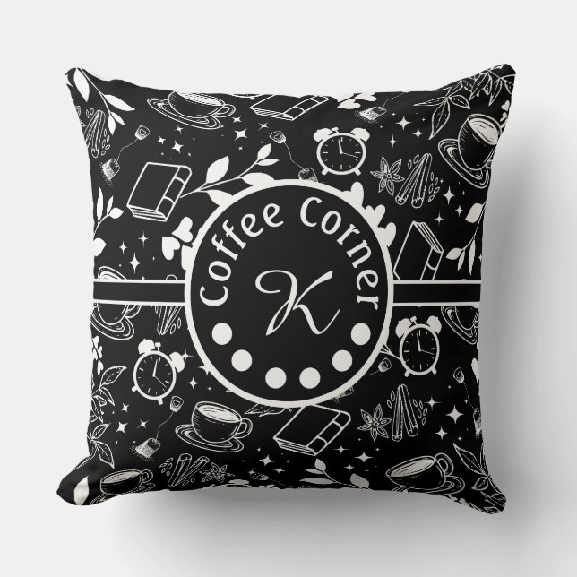 Middeneeuwse moderne koffieliefhebber boekenworm z kussen (Voorkant)