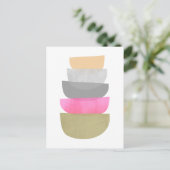 Middeneeuwse moderne kunst Bowls Pastels Geometric Briefkaart (Staand voorkant)