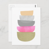 Middeneeuwse moderne kunst Bowls Pastels Geometric Briefkaart (Voorkant / Achterkant)