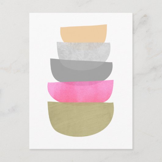 Middeneeuwse moderne kunst Bowls Pastels Geometric Briefkaart (Voorkant)