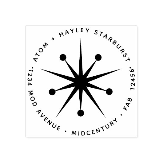 Middeneeuwse moderne, minimale atoomstartster rubberstempel (Afrduk)