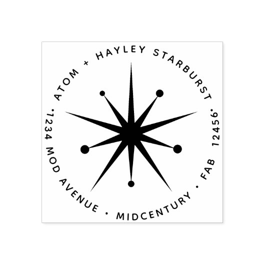 Middeneeuwse moderne, minimale atoomstartster rubberstempel (Afrduk)