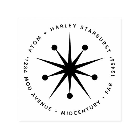 Middeneeuwse moderne, minimale atoomstartster zelfinktende stempel (Design)