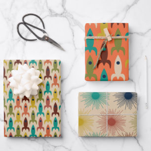 Middeneeuwse moderne ruimtevaartpatronen inpakpapier vel