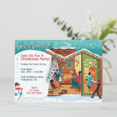 Middeneeuwse moderne uitnodigingen voor kerstfeest (Staand voorkant)