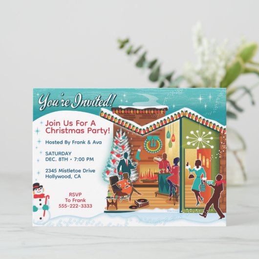 Middeneeuwse moderne uitnodigingen voor kerstfeest (Staand voorkant)