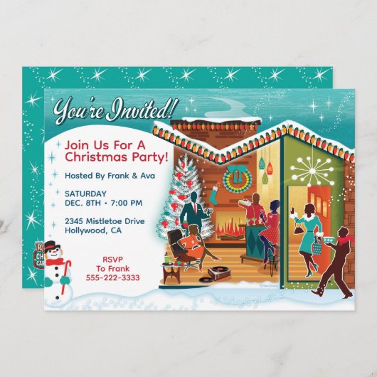 Middeneeuwse moderne uitnodigingen voor kerstfeest (Voorkant / Achterkant)