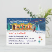 Middeneeuwse moderne vakantie open huis uitnodigin kaart (Staand voorkant)