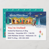 Middeneeuwse moderne vakantie open huis uitnodigin kaart (Voorkant / Achterkant)