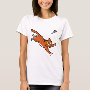 Middenin-de-sprong Oranje Kat Pop Art T-shirt