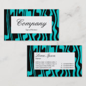 Middenlabel - Wavy Black en Turquoise Visitekaartje (Voorkant / Achterkant)