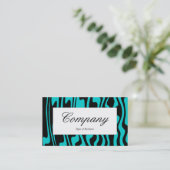 Middenlabel - Wavy Black en Turquoise Visitekaartje (Staand voorkant)