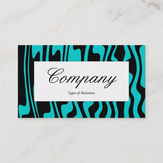 Middenlabel - Wavy Black en Turquoise Visitekaartje (Voorkant)