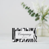 Middenlabel - Wavy Black en White Visitekaartje (Staand voorkant)