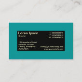 Middenlabel - zwart met Blauwgroen en crème Visitekaartje (Achterkant)