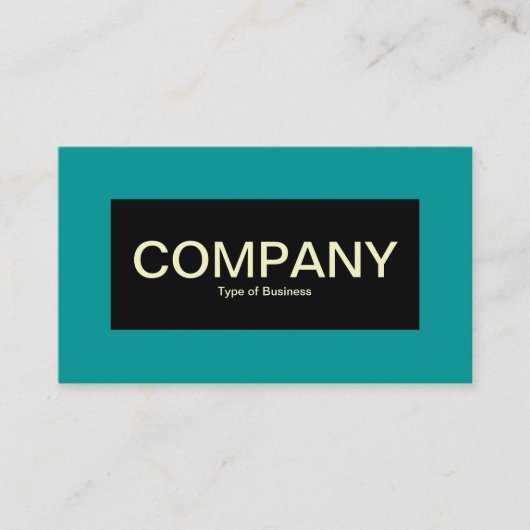Middenlabel - zwart met Blauwgroen en crème Visitekaartje (Voorkant)