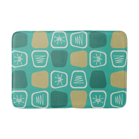 Middenmidden Modern Stretched Squares Turquoise Badmat (Voorkant)