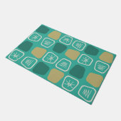 Middenmidden Modern Stretched Squares Turquoise Deurmat (Schuin)