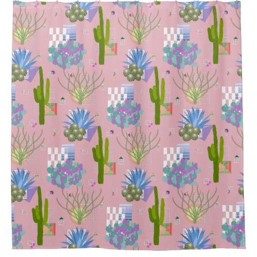 Middenmidden modern woestijnlandschap Alle kleuren Douchegordijn (Voorkant)