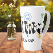 Middenmidden moderne 50s zwarte katten atoomnaam latte mok