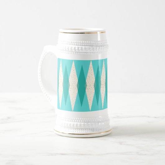 Middenmidden moderne Argyle Stein Bierpul (Voorkant links)