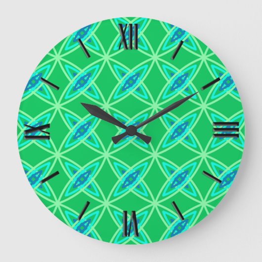 Middenmidden moderne atoomprinter - Jade Green Grote Klok (Voorkant)
