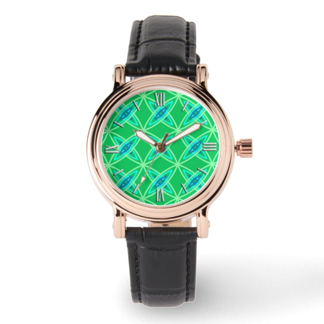 Middenmidden moderne atoomprinter - Jade Green Horloge (Voorkant)