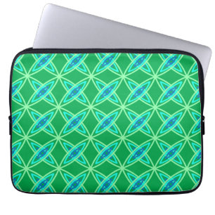 Middenmidden moderne atoomprinter - Jade Green Laptop Sleeve