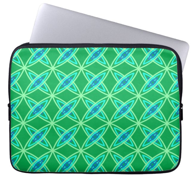 Middenmidden moderne atoomprinter - Jade Green Laptop Sleeve (Voorkant)