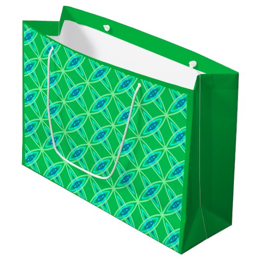 Middenmidden moderne atoomprinter - Jade Green Large Cadeautasje (Voorkant Gekanteld)