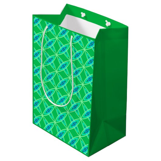 Middenmidden moderne atoomprinter - Jade Green Medium Cadeauzakje (Achterkant Gekanteld)