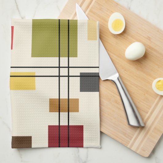 Middenmidden moderne geometrisch 1 theedoek (Quarter Fold)