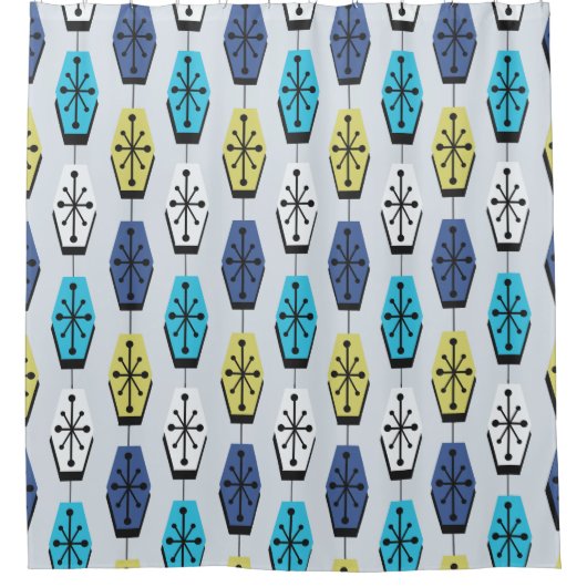 Middenmidden moderne hexagons Turquoise Douchegordijn (Voorkant)