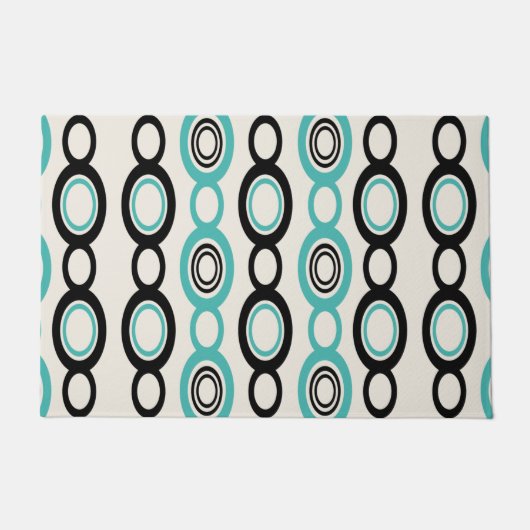 Middenmidden moderne keten links zwart Turquoise Deurmat (Voorkant)