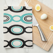 Middenmidden moderne keten links zwart Turquoise Theedoek (Quarter Fold)