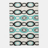 Middenmidden moderne keten links zwart Turquoise Theedoek (Verticaal)