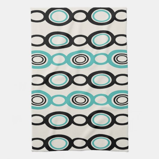 Middenmidden moderne keten links zwart Turquoise Theedoek (Verticaal)