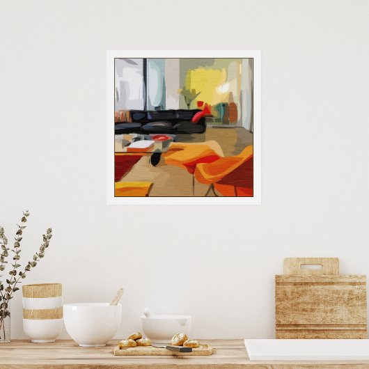 Middenmidden moderne levensruimte poster (Keuken)